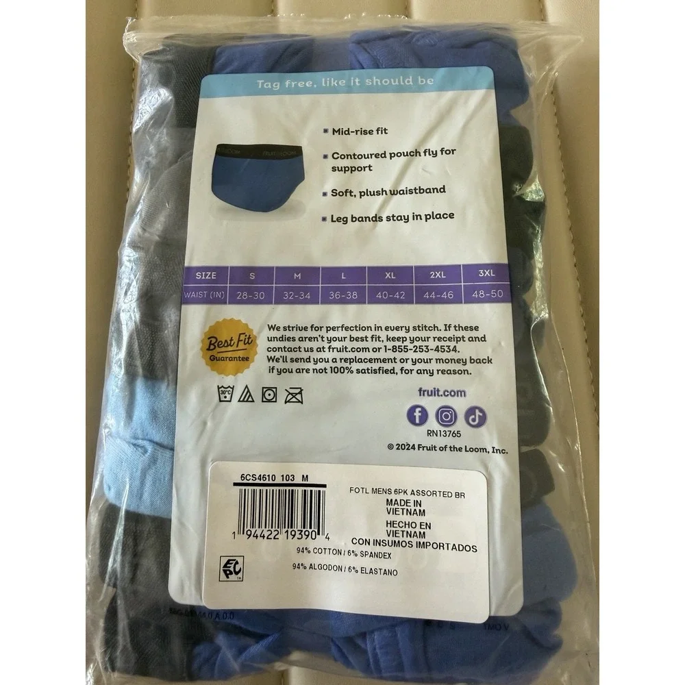 5 Medium (M) 32-34 Inch Briefs Mid Rise Fruit of the Loom Assorted Colors Read